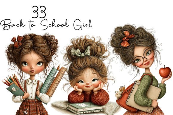 Download Back to School Girl Clipart - Premium Bundle
