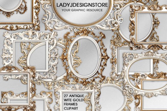 Download Antique White Gold Frames Clipart - Premium Resources
