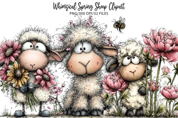 Download Whimsical Spring Sheep Clipart - Premium Resources