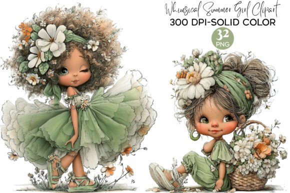 Download Whimsical Summer Girl Clipart PNG - Premium Bundle